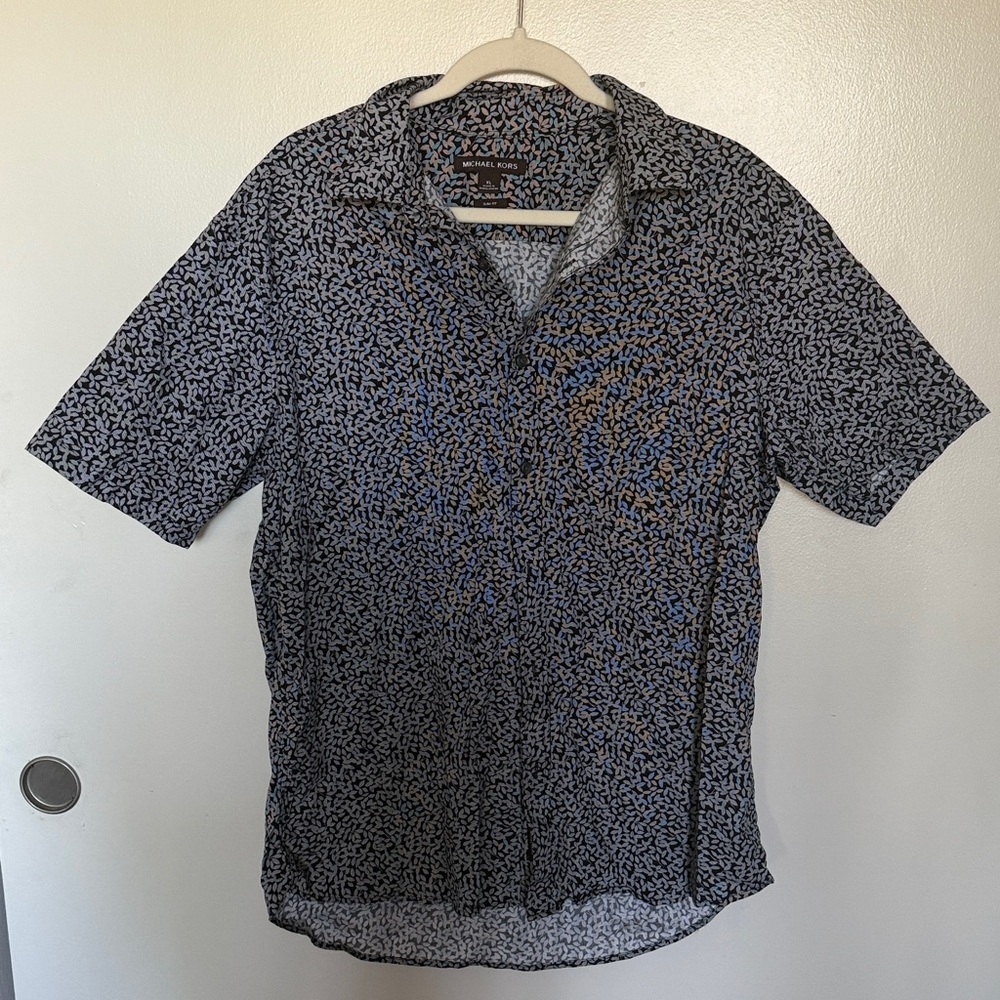 Michael Kors Black and White Leaf Print Shirt